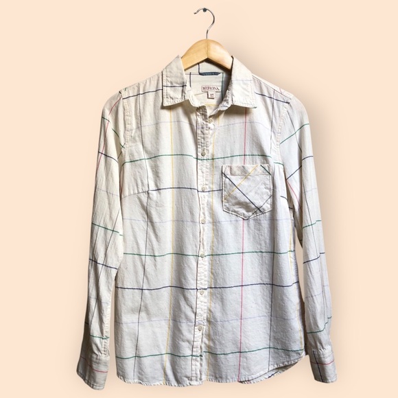 Merona Cotton Woven Casual Striped Button Down Shirt Multicolored Speckled Small - Picture 1 of 9